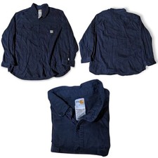Carhartt FR Flame Resistant Shirt Mens 4XL Navy Blue Button Down Work Shirt EUC