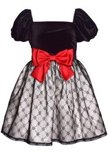 NEW Bonnie Jean Girls Size 7 "BLACK VELVET RED BOW" Puff Sleeve Christmas Dress