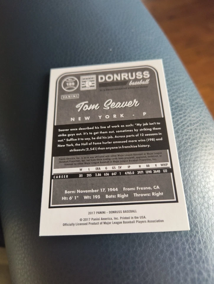 TOM SEAVER 2017 PANINI DONRUSS #189 FREE SHIPPING - Image 2 of 2
