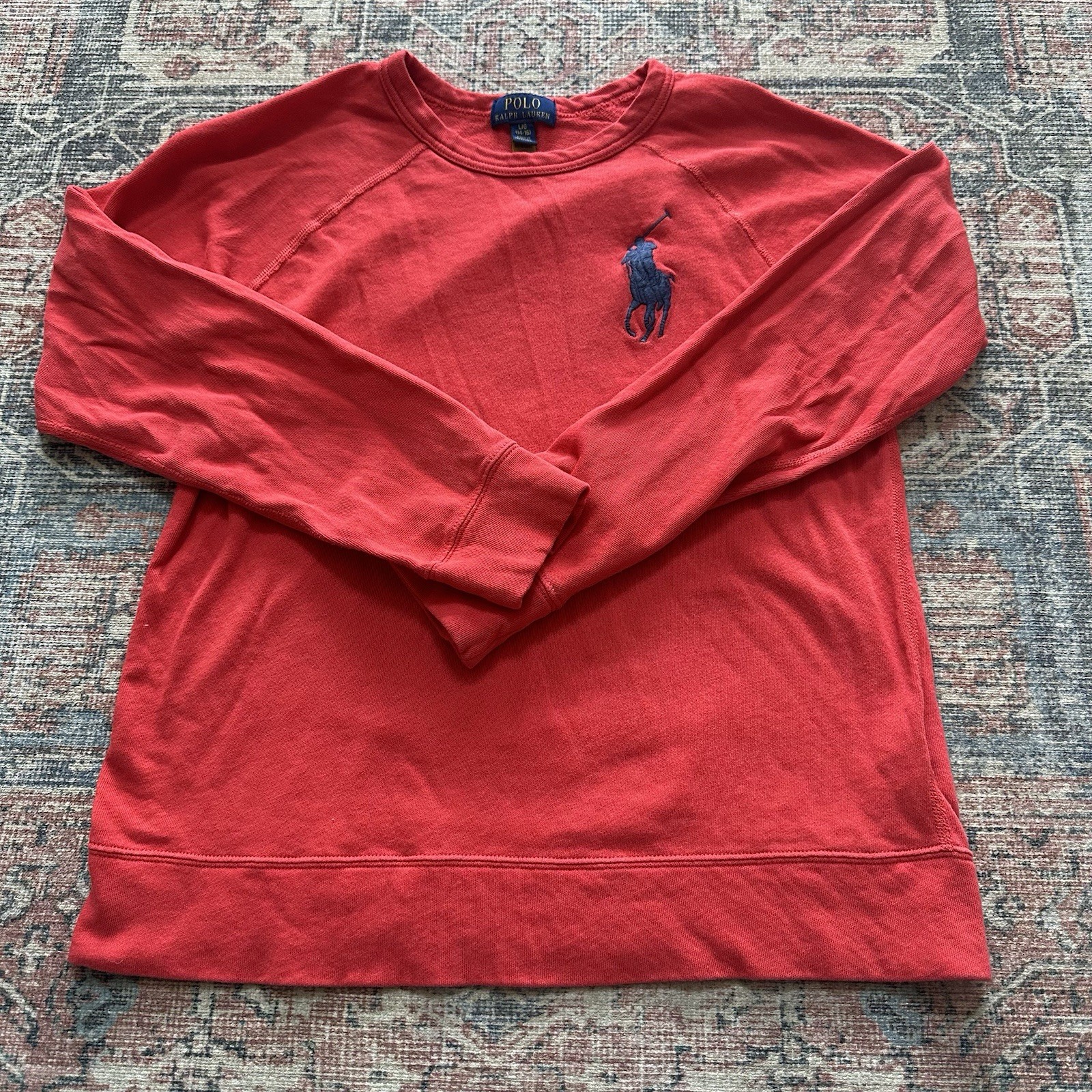 Polo Ralph Lauren Pony Spa Terry Felpa Girocollo Rosso Ragazzo Taglia L