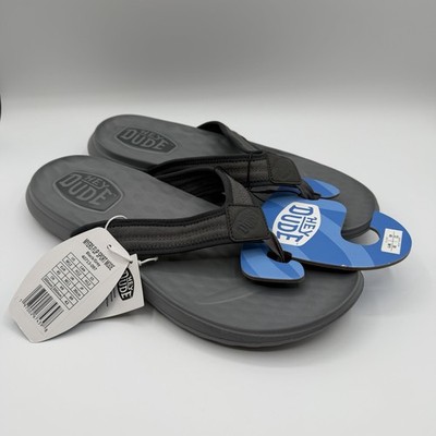 Hey Dude Myers Flip Flops Sport Mode Mens 12 Black/Grey Thong Sandals 40713-097