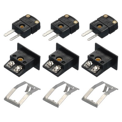 J Type Thermocouple Wire Male Plug Panel Mount High Temperature 220°C 3 Set