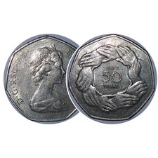 1973 UK British Queen Elizabeth II 50 Pence Copper-Nickel Coin