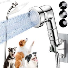 Dog Shower Attachment for Convenient Bath, 3-mode High Pressure Silver
