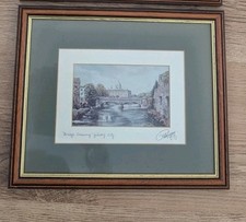 Vintage Framed Art Print 'Bridge Crossing Galway City ~ Philip Gray Signed