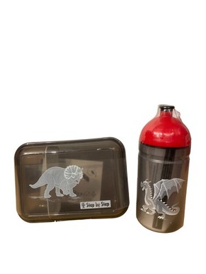 Step by Step Lunchbox + Trinkflasche Dino Tres Bundle Brotdose | Schwarz | Neu
