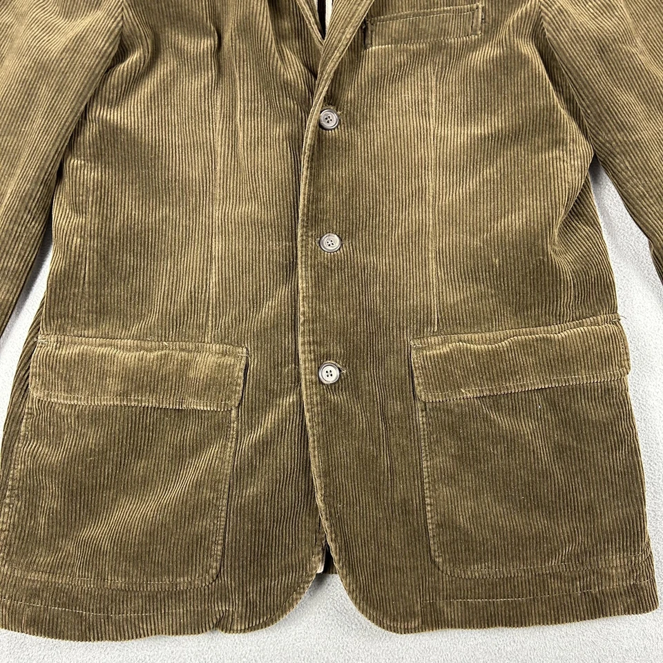 Blazer J.Crew Para Hombres Grande Verde Oliva Pana Vintage Cordón Codo Parche Chaqueta Foto 2 de 4