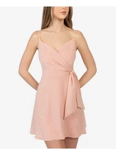 B DARLIN Womens Pink Spaghetti Strap Mini Fit + Flare Dress Juniors 1112