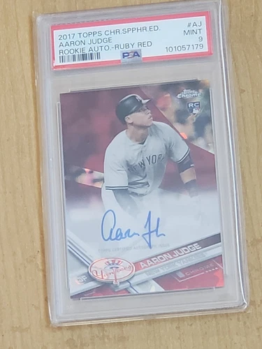 2017 Topps Sapphire Chrome RED Refractor Aaron Judge RC autograph auto /10 PSA 9