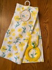 "DAISY " kitchen/ dish towels with crochet ring holder (3 pc set)