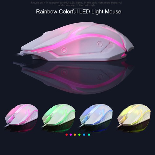 Wired Keyboard and Mouse Combo Set Luminous RGB Gaming PC Mechanical Touch New - Afbeelding 12 van 24