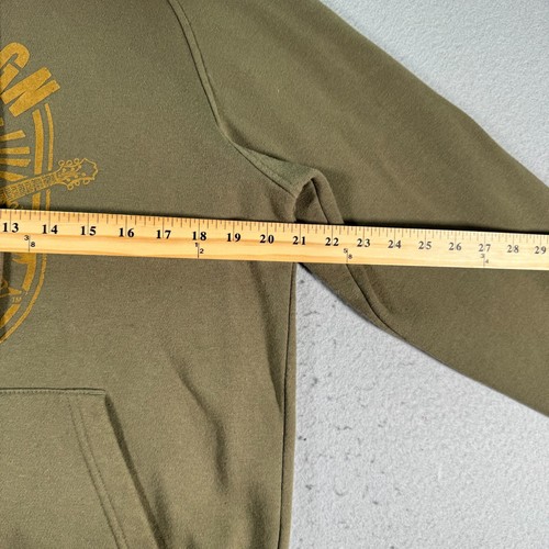 True Religion Raglan Hoodie Sweatshirt Mens Small Green Fleece Buddha Graphic - Picture 5 of 12