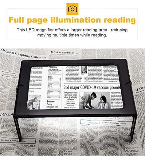LED Page Magnifier 3X Large Full Page Magnifying Glass for Seniors Reading - Picture 6 of 7