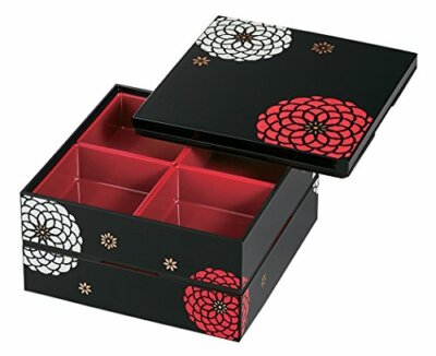 Made in Japan HAKOYA Tatsumiya 19.5 square two-stage hors d'oeuvre Jyu black