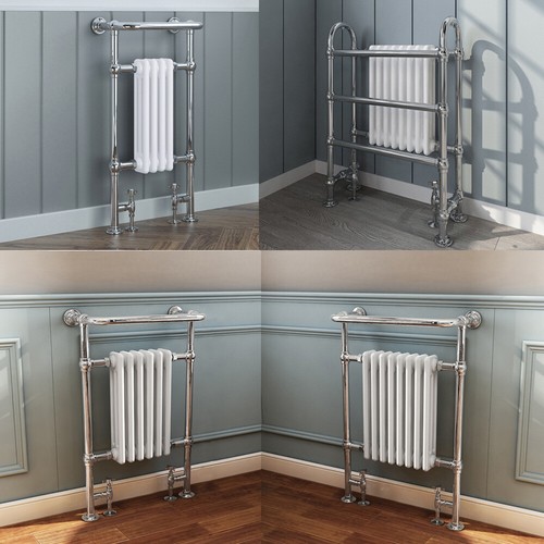 Vertical Horizontal Cast Iron Style Traditional Radiator Heated Towel Rail White - Picture 2 of 84
