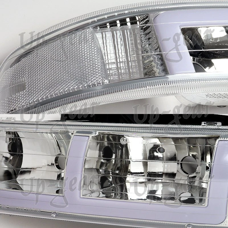 Faro cromado LED + parachoques 4 piezas para Chevy Silverado 1500 2500 G2 DRL 1999-2002 Foto 2 de 4