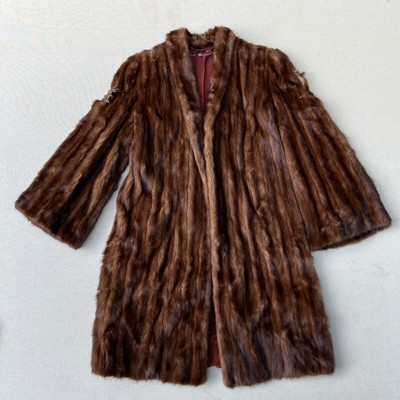 Vintage Wild Mink Fur Coat 1960s 20x40in USA Damaged Full Length Elegant Custom
