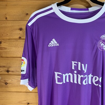 adidas REAL MADRID Fly Emirates Soccer Jersey Shirt Purple Large