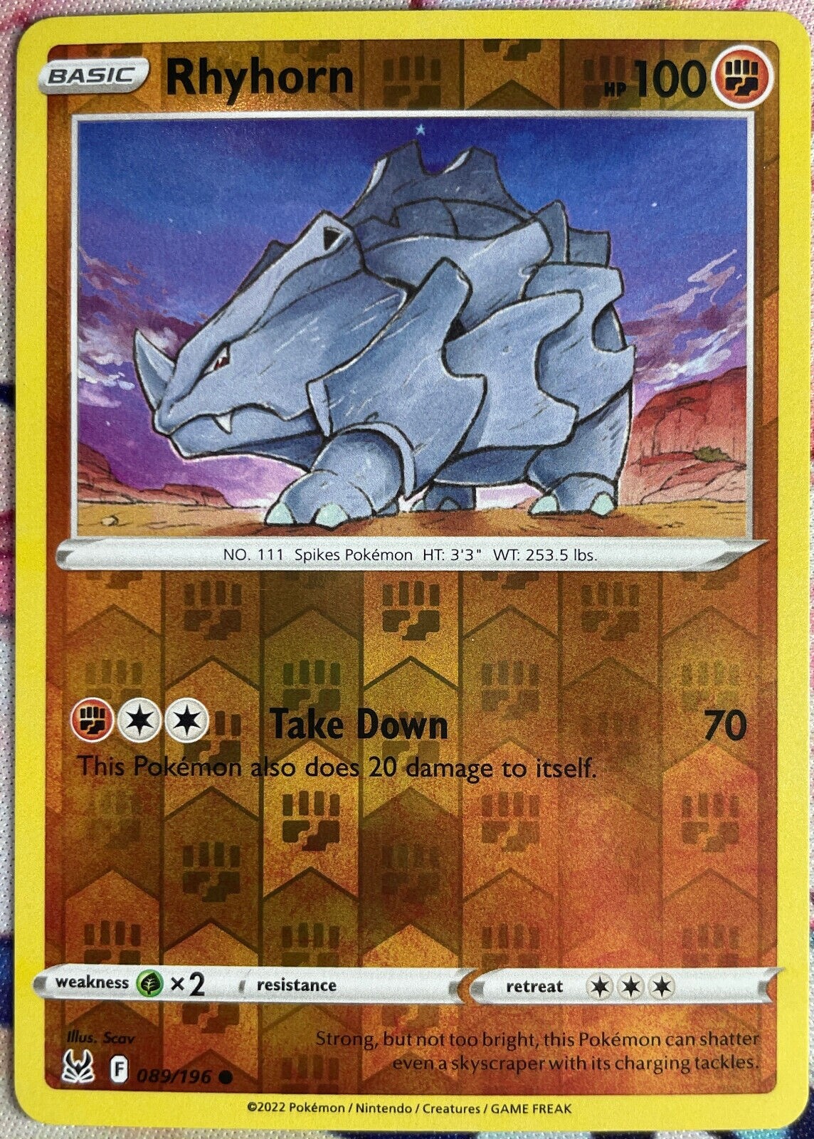 Pokemon -  Rhyhorn - Reverse Holo - 089/196 - NM/M