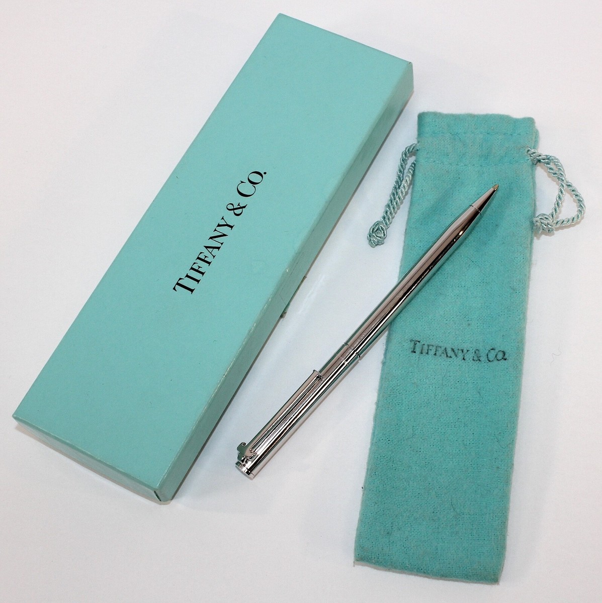 Tiffany & Co. Executive Rhodium T-clip Retractable Ballpoint Pen w