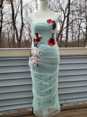 NWOT DESIGNER INSPIRED STUNNING BLOGGER FAV WEDDING GUEST DRESS MESH TEAL  sz M | eBay