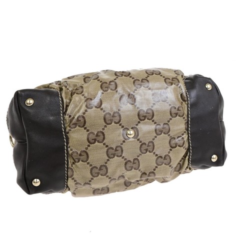GUCCI GG Pattern Crystal Hand Bag Coating Canvas Leather Brown Italy 02FA236 - Picture 6 of 16