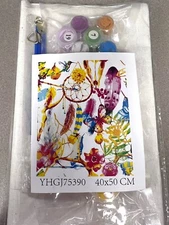 Native American Dreamcatcher Feather Paint by Number Kit Canvas Paint Brushes