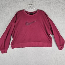 Nike Women Cropped Sweatshirt Size Large DJ0774-638 Center Swoosh