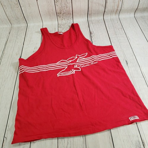 VTG 80s Crazy Shirts Hawaii Lahaina Maui Red Tank Shirt Single Stitch