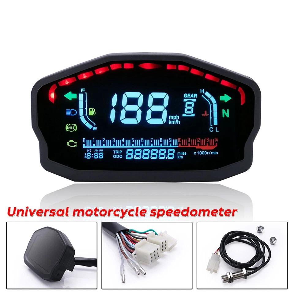 Velocímetro de motocicleta odômetro tacômetro KM/H MPH medidor digital LED universal - Imagem 3 de 4