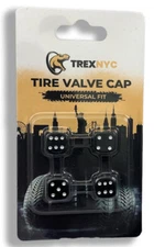 TrexNYC Tire Valve Caps , Universal Stem Covers for Cars, 4pcs, Black Dice