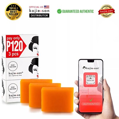 Authentic Kojie San Skin Lightening Kojic Acid Dark Spot Remover Soap 3 Bar 100g