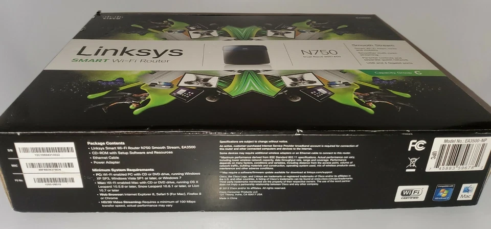 Cisco Linksys EA3500 N750 Dual-Band 300+450 Wi-Fi Router - Tested WORKS! - Image 2 of 4