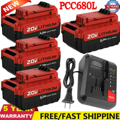 for PORTER CABLE 20V 20 Volt Lithium Battery /Charger Max 6.0Ah PCC680L PCC685L