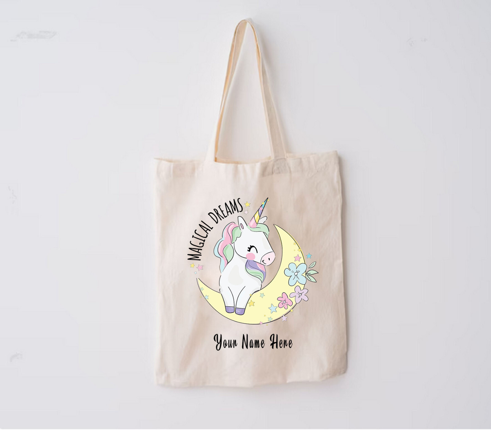 Personalised Unicorn tote bag with names