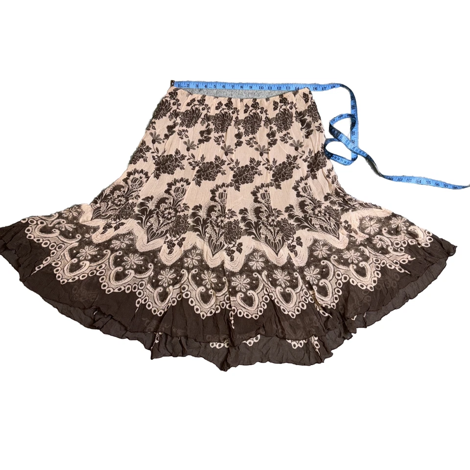 Vtg 90s French Paisley Long Silk Skirt Whimsigoth Fairy Indie Grunge Y2K Boho M - Imagem 3 de 4