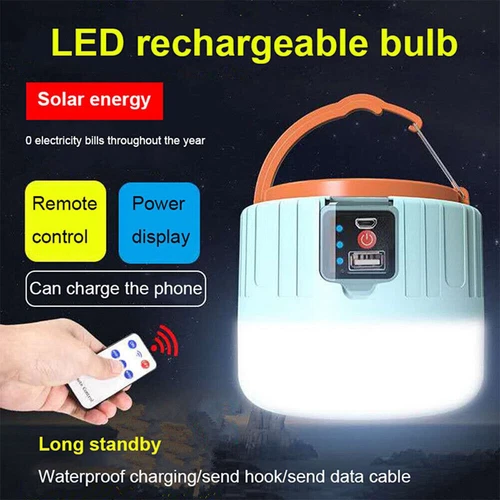 300W Solarleuchte Outdoor Camping Lampe Aufladbar Laterne Akku Zelt Licht USB - Bild 8 von 19