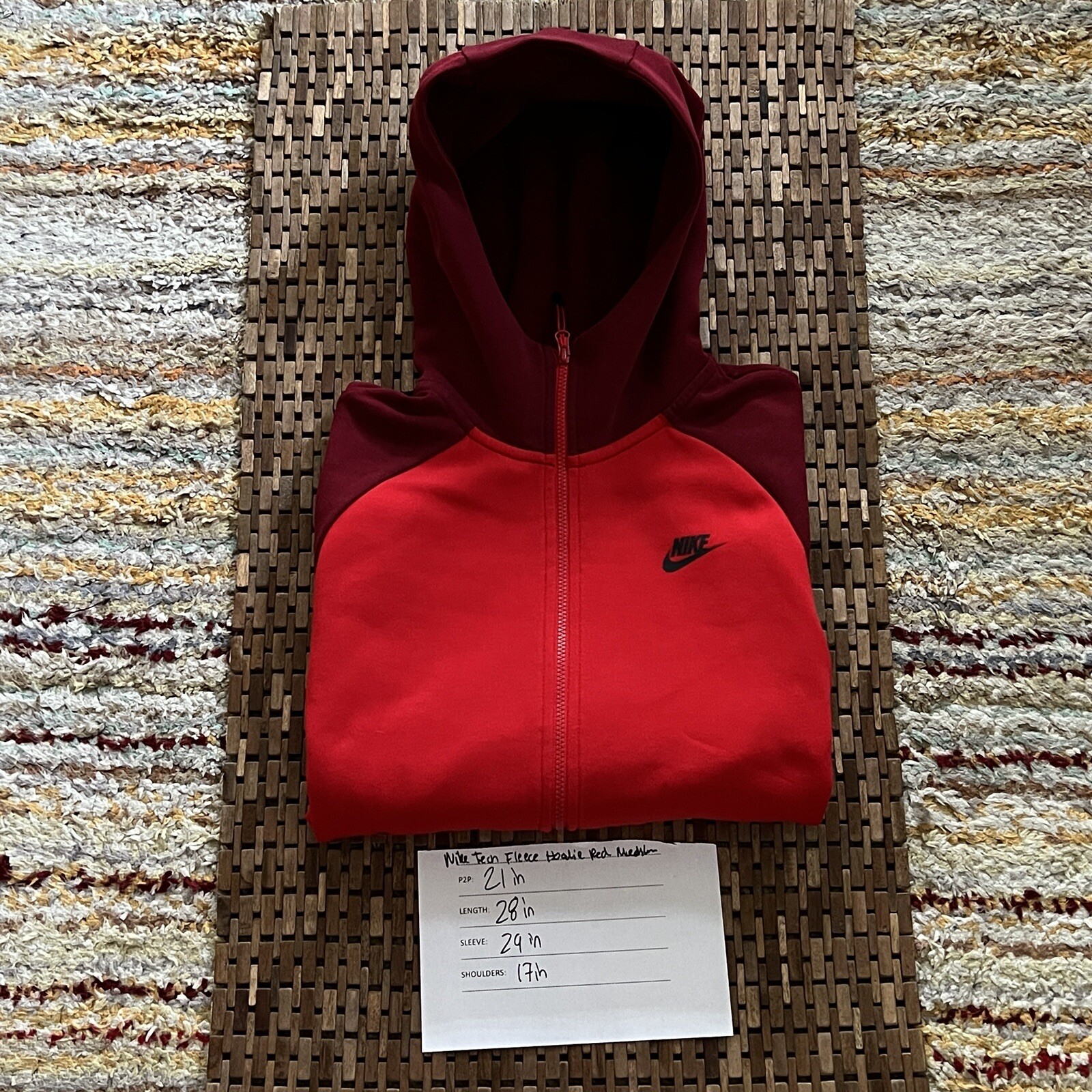 Nike Tech Fleece Full Zip Hoodie Hoody Jacket Red Men's Size Medium M | eBay