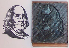Ben Franklin wood mounted rubber stamp by Amazing Arts