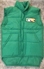 VTG 70s Farmers Green Puff Puffer Vest SMALL Nylon Feed Seed Patch Dairy Cow