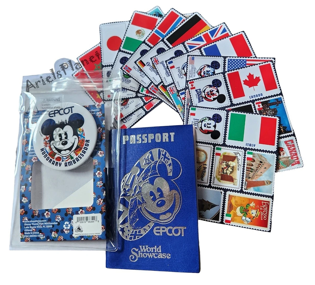 2023 Disney Parks Epcot World Showcase Mickey Passport Pack Button &  Stickers | eBay