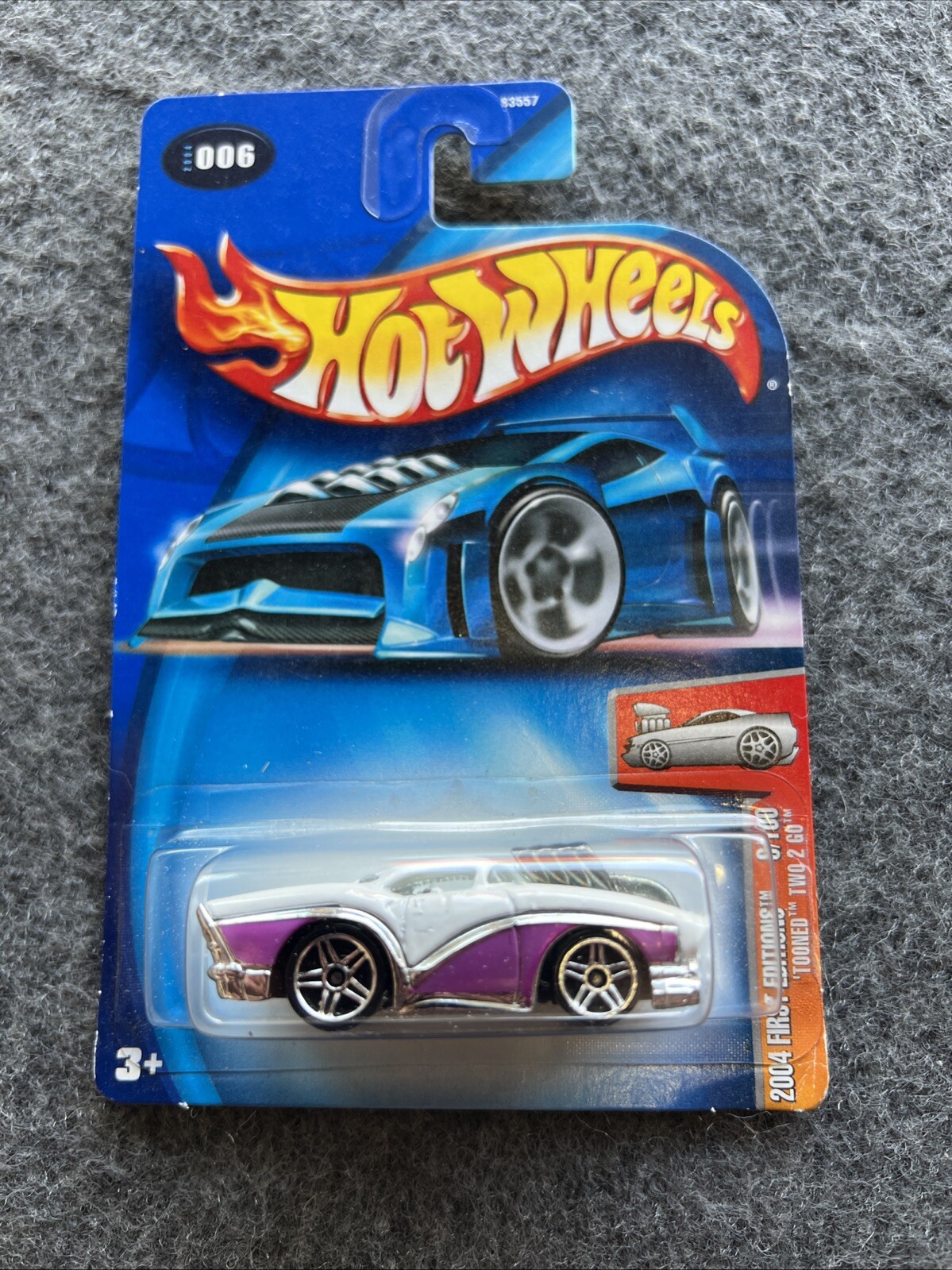 Hot Wheels 2004 First Editions Tooned Two 2 Go 1950’s Automobile White Purple
