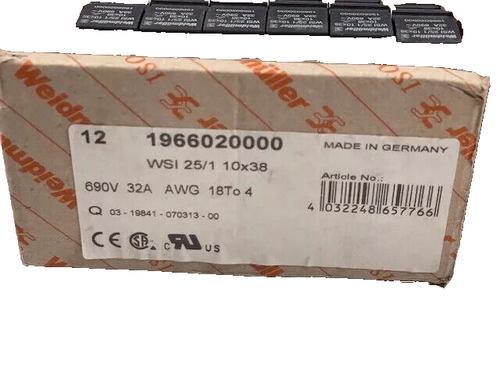 12 PCE/BOX WEIDMULLER 1966020000 - FUSE TERMINAL BLOCK, WSI 25/1 10X38 FREE SHIP - Picture 2 of 5