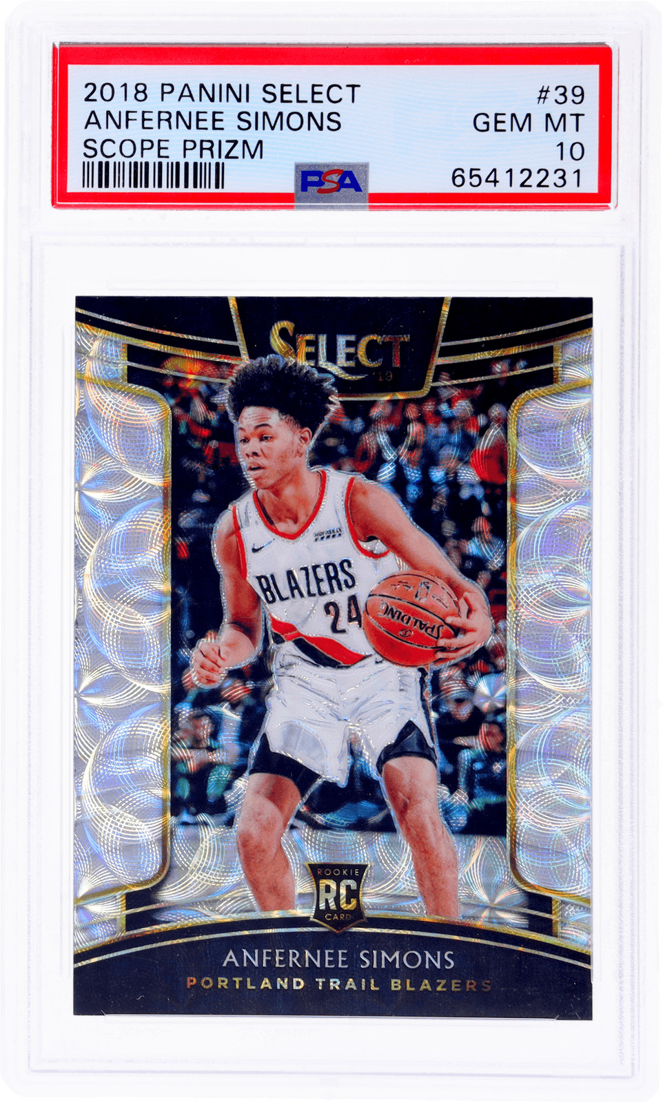 2018 Panini Select Anfernee Simons Concourse Scope Prizm #39 PSA 10 Rookie RC