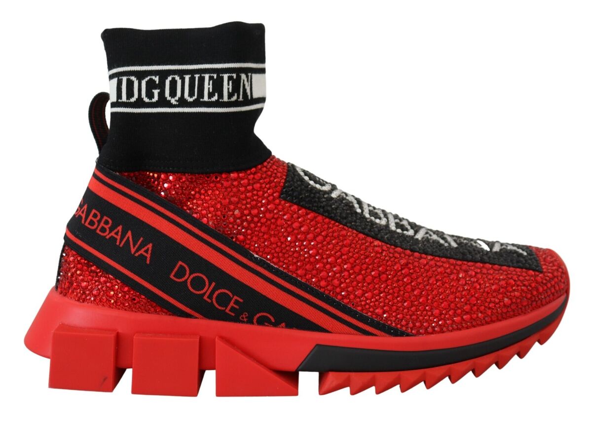 DOLCE & GABBANA Shoes Sorrento Sneakers Red Bling Socks EU35 DOLCE & GABBANA Shoes Sorrento Sneakers Red Bling Socks EU35