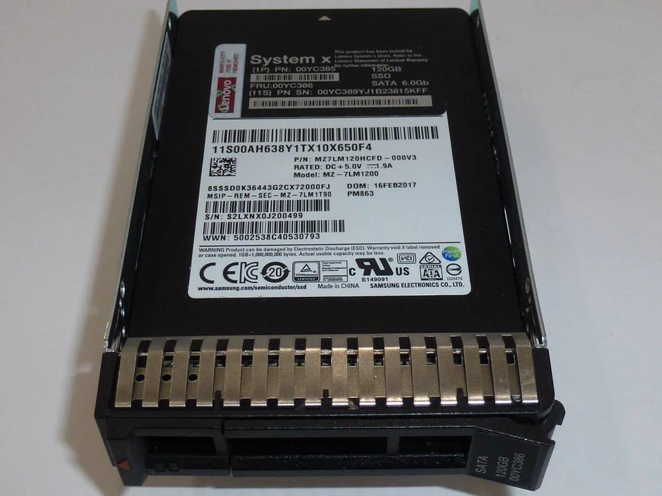 Lenovo System X  00YC386 120GB SSD SATA 6Gb/s 2.5" Hard Drive 00YC385  00YC389 - Image 2 of 4
