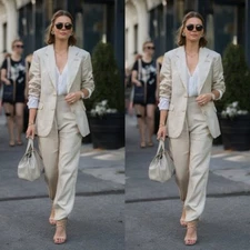 Linen Suits for Women Summer Casual Modern Wedding Ladies Jacket Evening Outfits