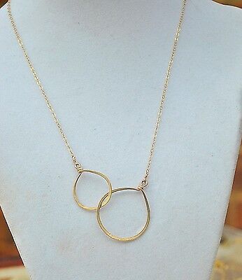 14K Gold Filled Two Hoop Pendant Necklace