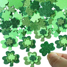 Green Glitter Shamrock Foam Stickers for St Patrick'S Day, Lucky Foam Stickers