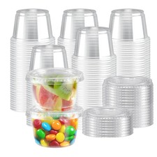 360 Sets 4 oz Disposable Clear Plastic Portion Cups with Lids